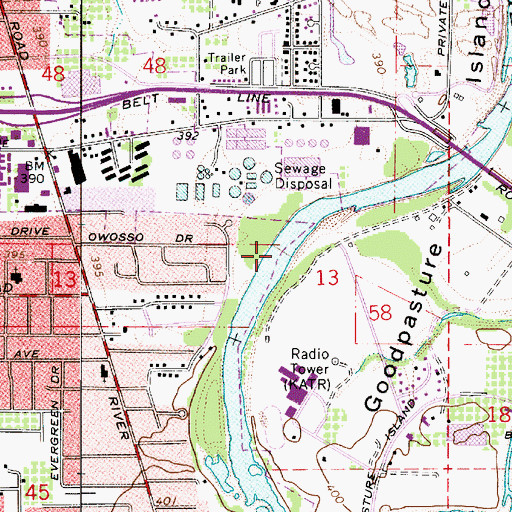 Topographic Map of Owosso Bike Bridge, OR