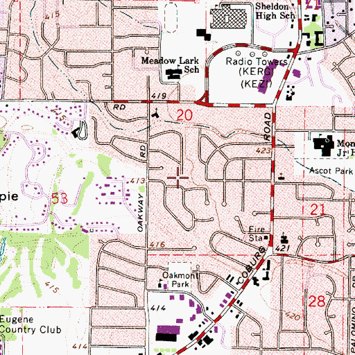 Topographic Map of Tandy Turn City Park, OR
