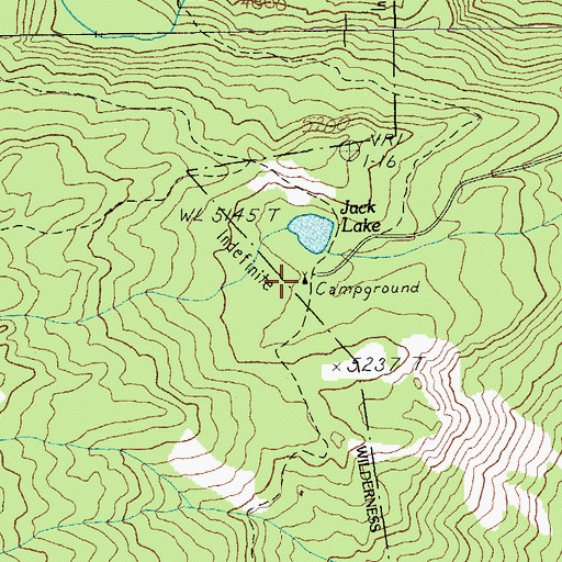 Topographic Map of Jack Lake Recreation Site, OR