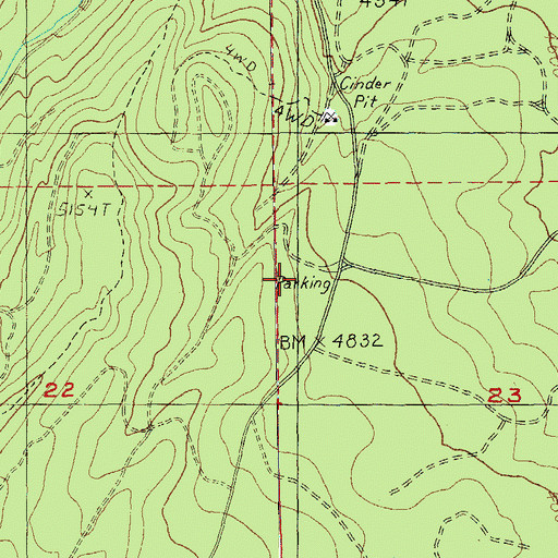 Topographic Map of Lower Three Creek Sno-Park, OR