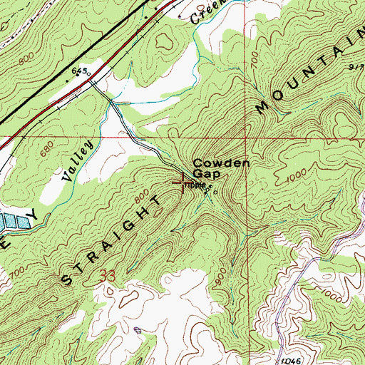 Topographic Map of Cowden Gap, AL