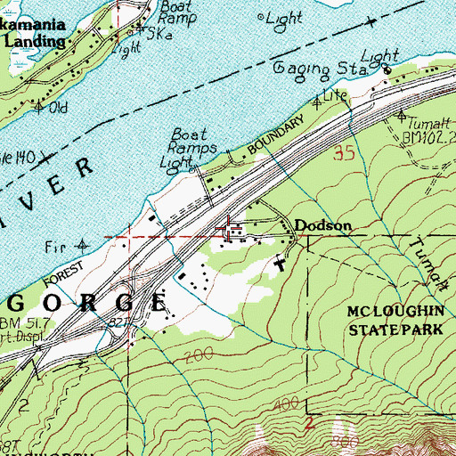 Topographic Map of Dodson, OR