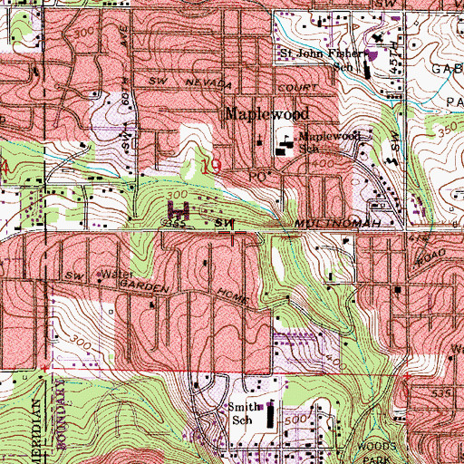Topographic Map of Maplewood Station (historical), OR