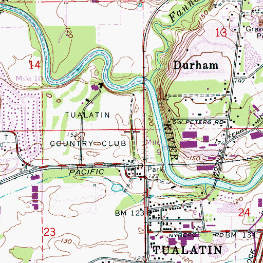Topographic Map of Tualatin Mill Spur (historical), OR