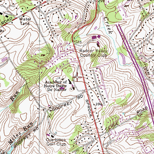 Topographic Map of Academy of Notre Dame De Namur, PA