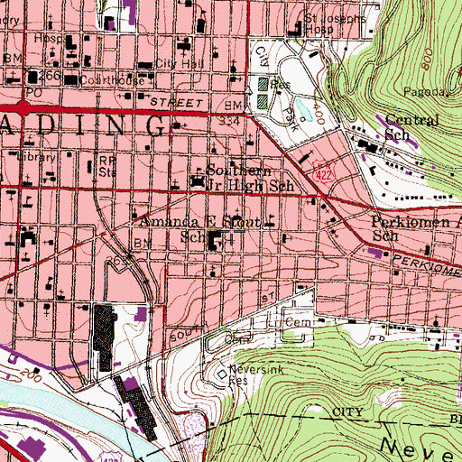 Topographic Map of Amanda E Stout School, PA