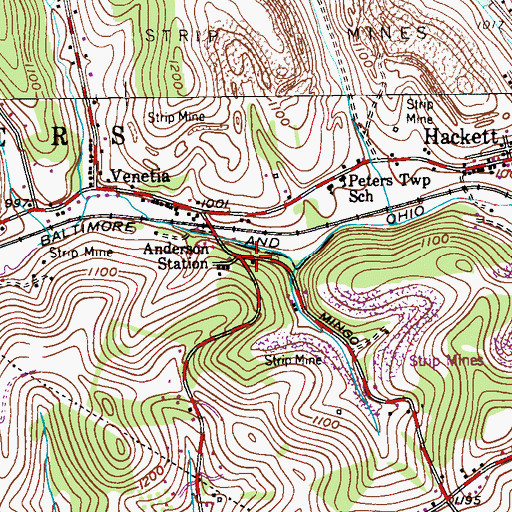 Topographic Map of Anderson Station, PA
