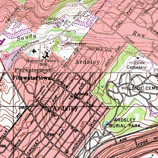 Topographic Map of Ardsley School, PA
