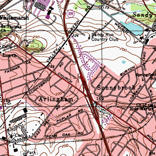 Topographic Map of Arlingham, PA