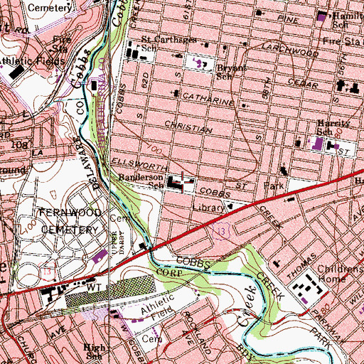 Topographic Map of Banderson School, PA