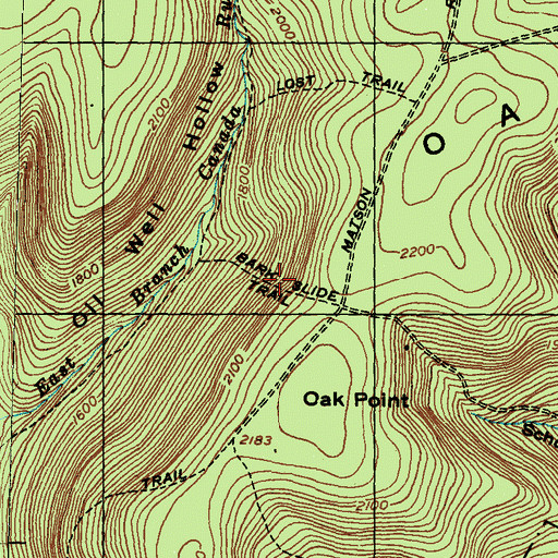 Topographic Map of Bark Slide Trail, PA