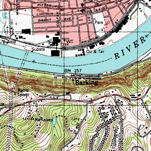 Topographic Map of Barking, PA