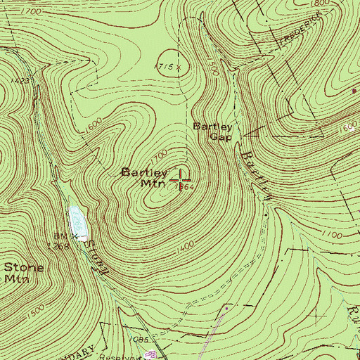 Topographic Map of Bartley Mountain, PA