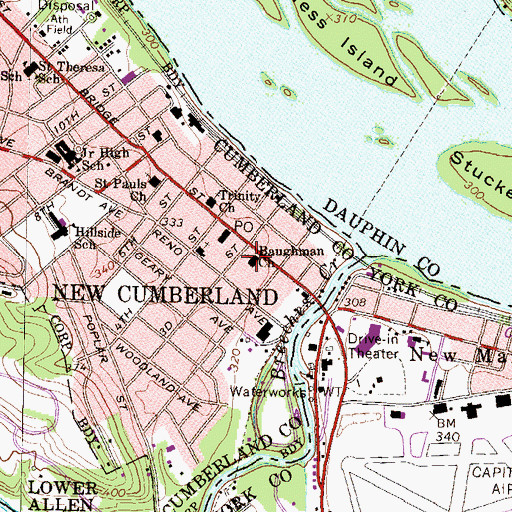 Topographic Map of Baughman Church, PA