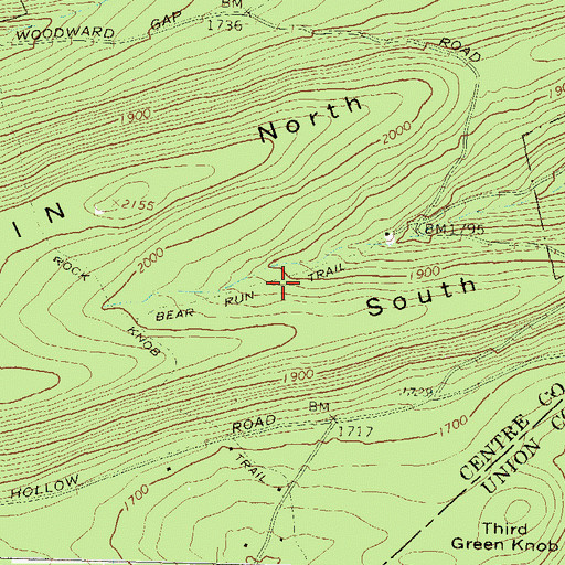 Topographic Map of Bear Run Trail, PA