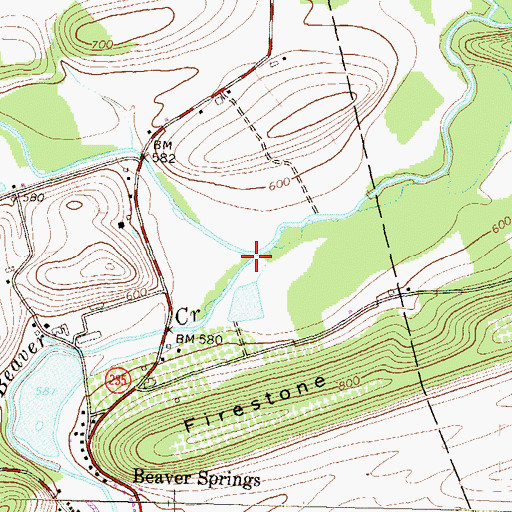 Topographic Map of Beaver Creek, PA