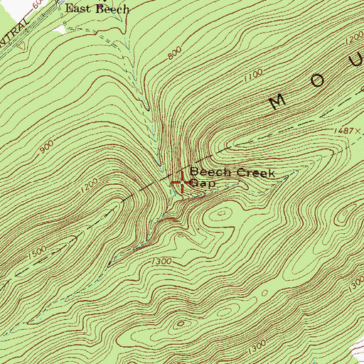 Topographic Map of Beech Creek Gap, PA