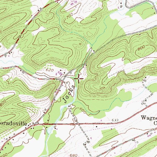 Topographic Map of Belltown Run, PA