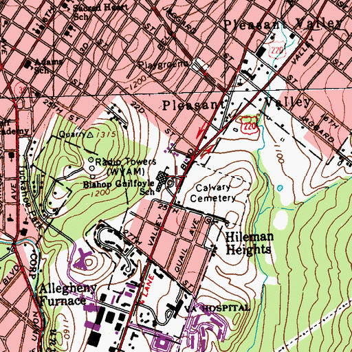 Topographic Map of Bishop Guilfoyle Catholic High School, PA