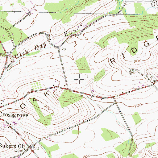 Topographic Map of Black Oak Ridge, PA