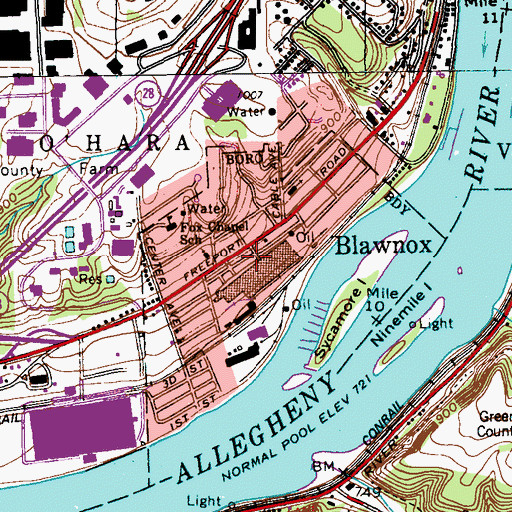 Topographic Map of Blawnox, PA