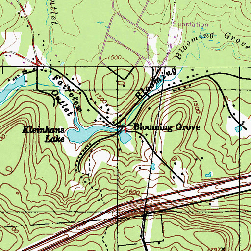 Topographic Map of Blooming Grove, PA