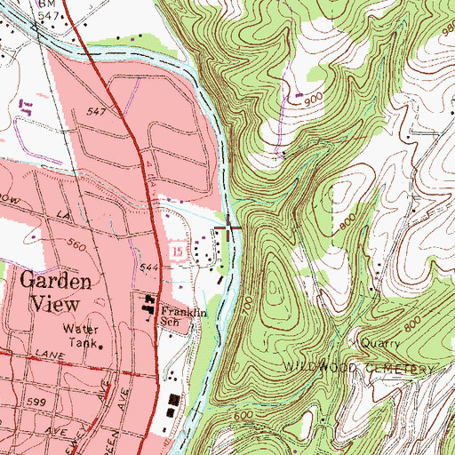 Topographic Map of Bottle Run, PA