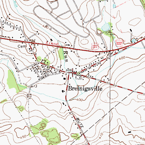 Topographic Map of Breinigsville, PA