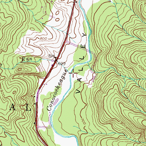 Topographic Map of Bricker Run, PA