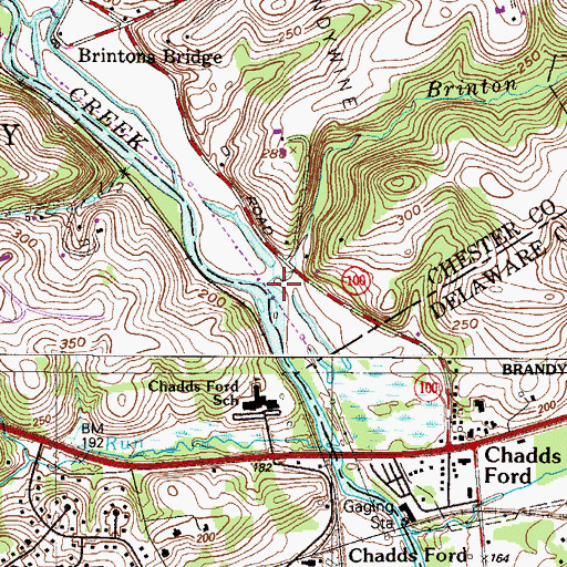 Topographic Map of Brinton Run, PA