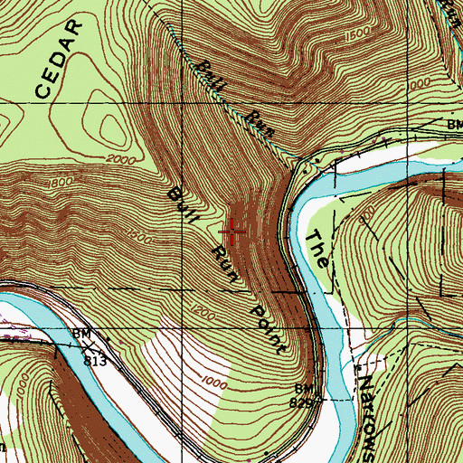 Topographic Map of Bull Run Point, PA