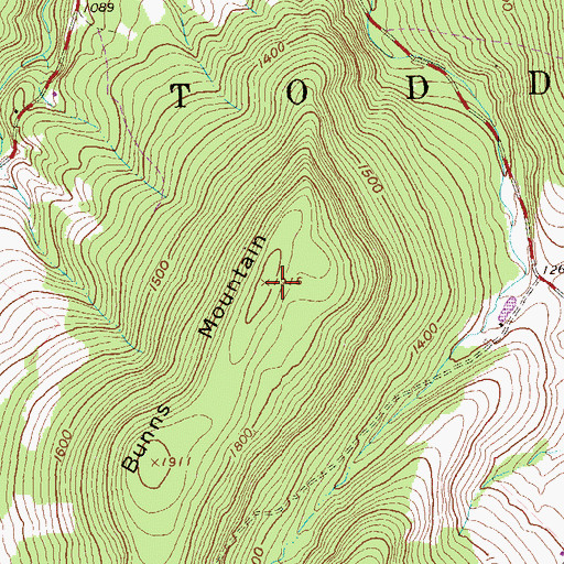 Topographic Map of Bunns Mountain, PA