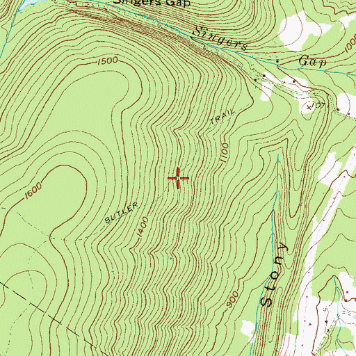 Topographic Map of Butler Trail, PA