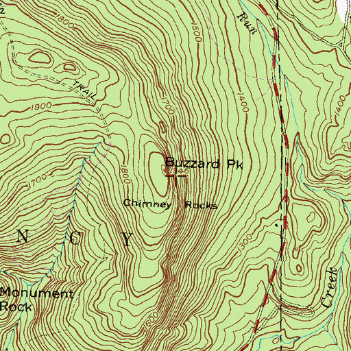 Topographic Map of Buzzard Park, PA