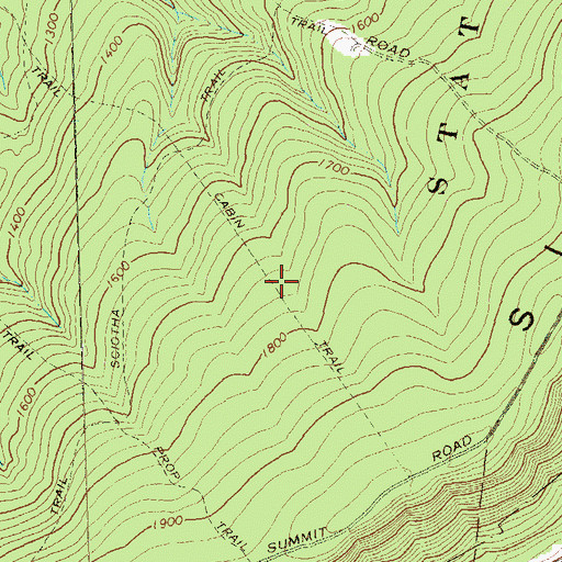 Topographic Map of Cabin Trail, PA