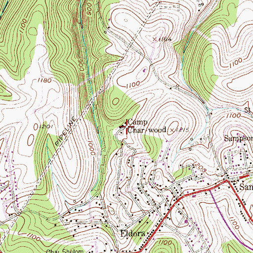 Topographic Map of Camp Char-Wood, PA