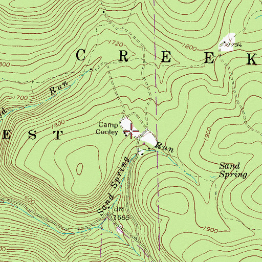 Topographic Map of Camp Conley, PA
