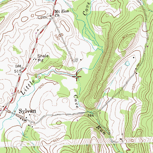 Topographic Map of Cave Run, PA