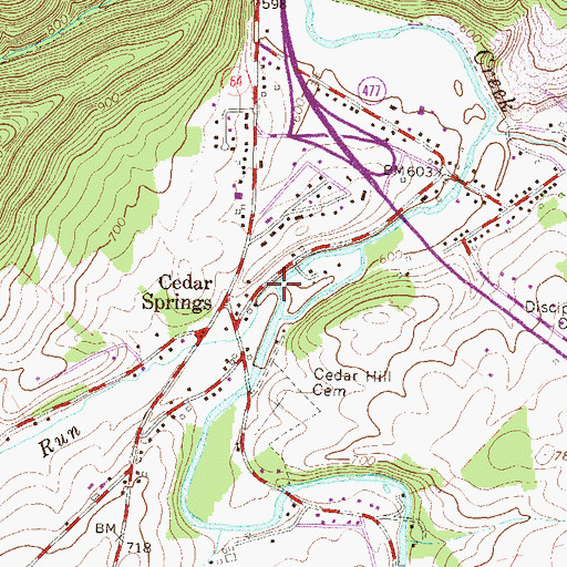 Topographic Map of Cedar Run, PA