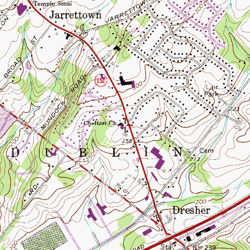Topographic Map of Chelton Church, PA