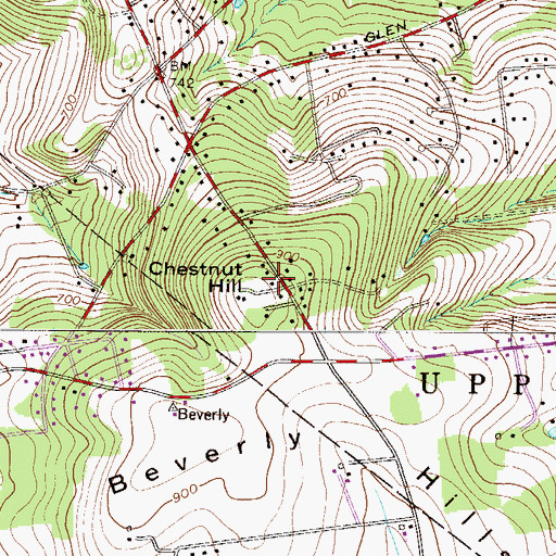 Topographic Map of Chestnut Hill, PA