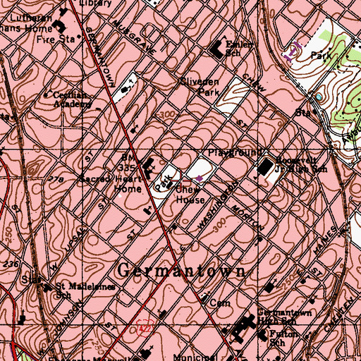 Topographic Map of Chew House, PA