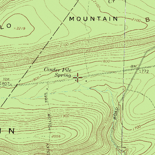 Topographic Map of Cinder Pile Spring, PA
