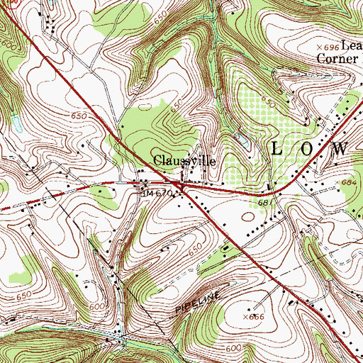 Topographic Map of Claussville, PA