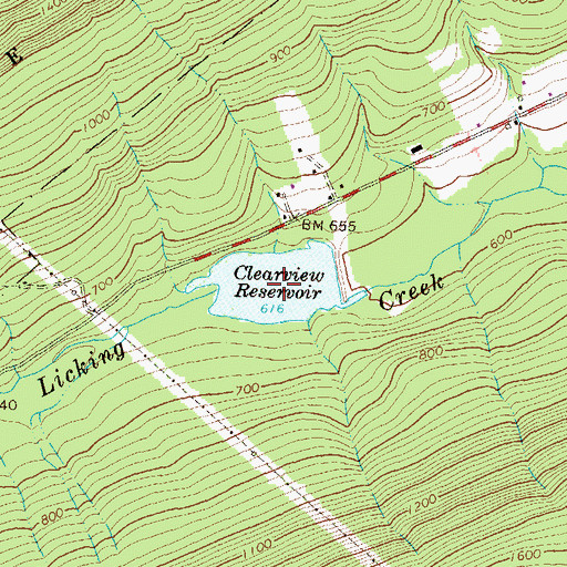 Topographic Map of Clearview Reservoir, PA
