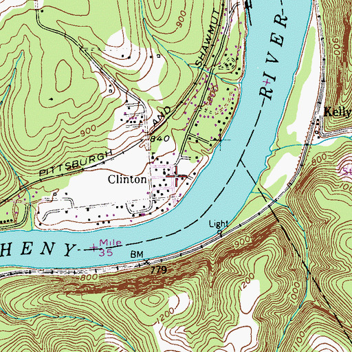 Topographic Map of Clinton, PA