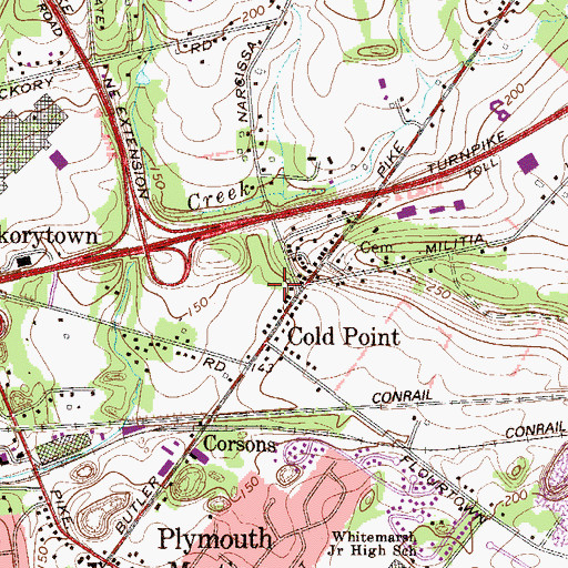 Topographic Map of Cold Point, PA