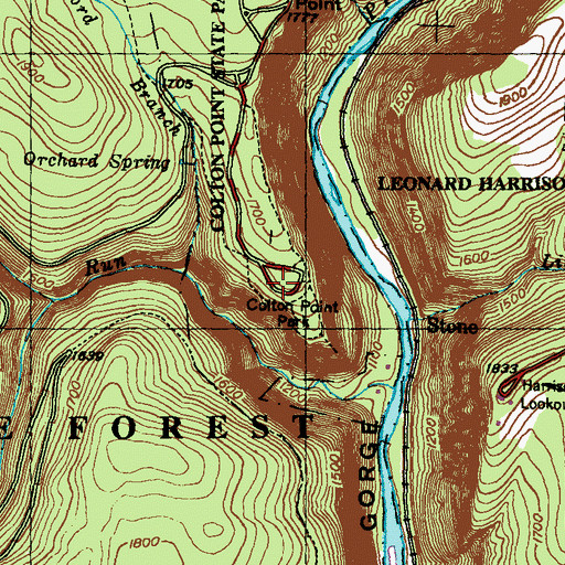 Topographic Map of Colton Point Park, PA
