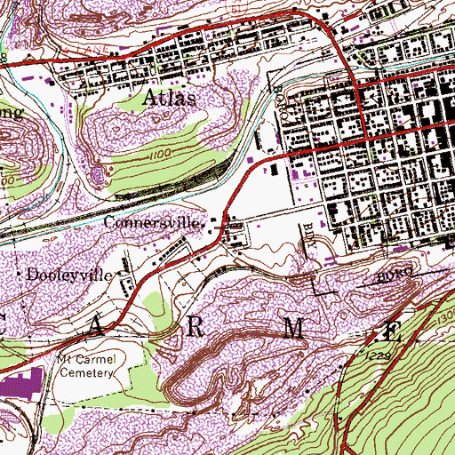 Topographic Map of Connersville, PA