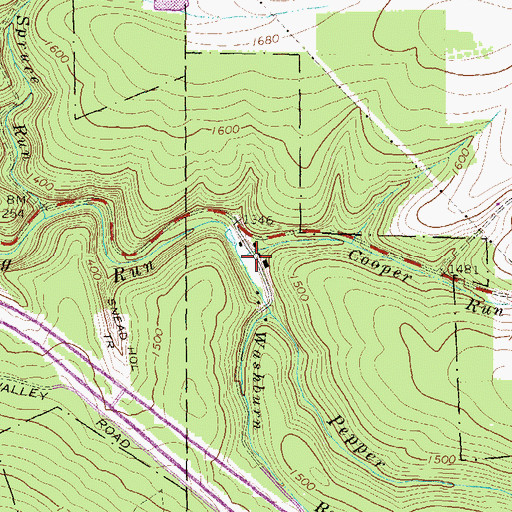 Topographic Map of Cooper Run, PA